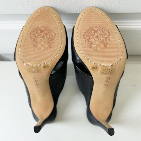 Vince Camuto Kazzia Black Leather Heeled Mules Open Toe Stilleto Size 8 UNWORN - Picture 10 of 16